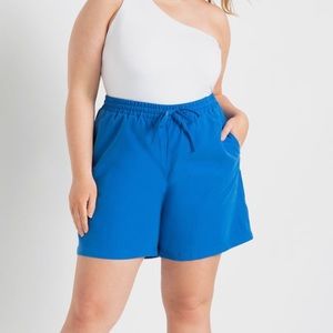 Eloquii Plus Size Drawstring Bermuda Short in Victoria Blue Size 16